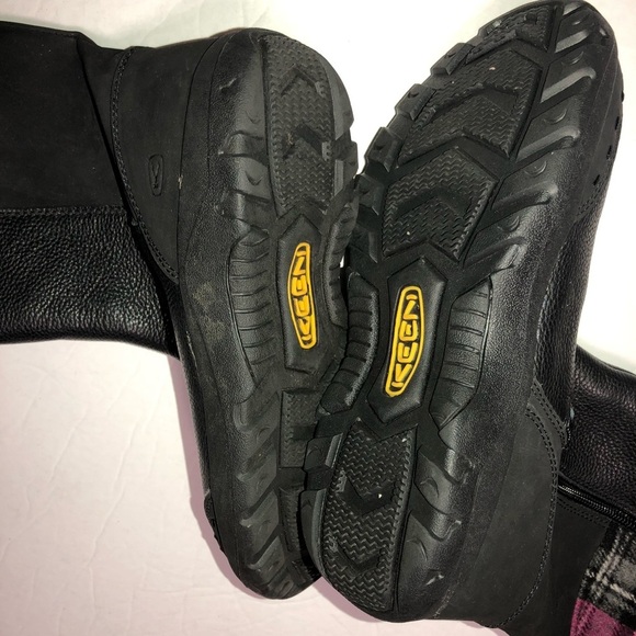 KEEN kids derby leather plaid boots size 4 - Picture 3 of 6